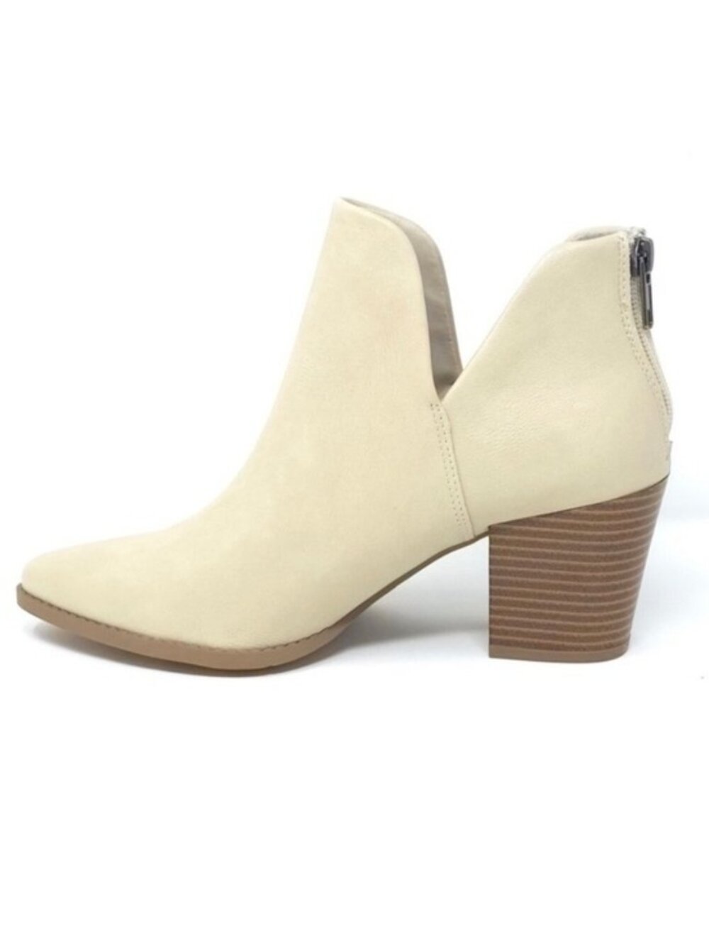 New Sun + Stone Eliza Ecru Faux Leather Almond Toe Ankle Boots Women’s 8M - Picture 4 of 11